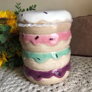Ceramic Stacked Glazed DONUTS Small Canister Cookie Jar